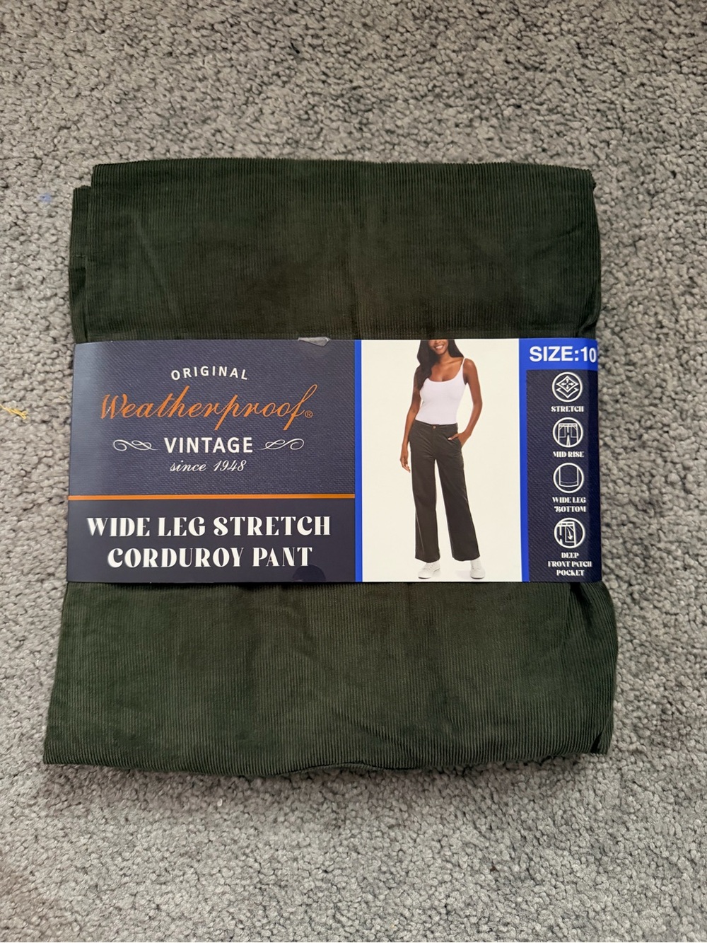 Weatherproof Dark Olive Wide-Leg Corduroy Pants